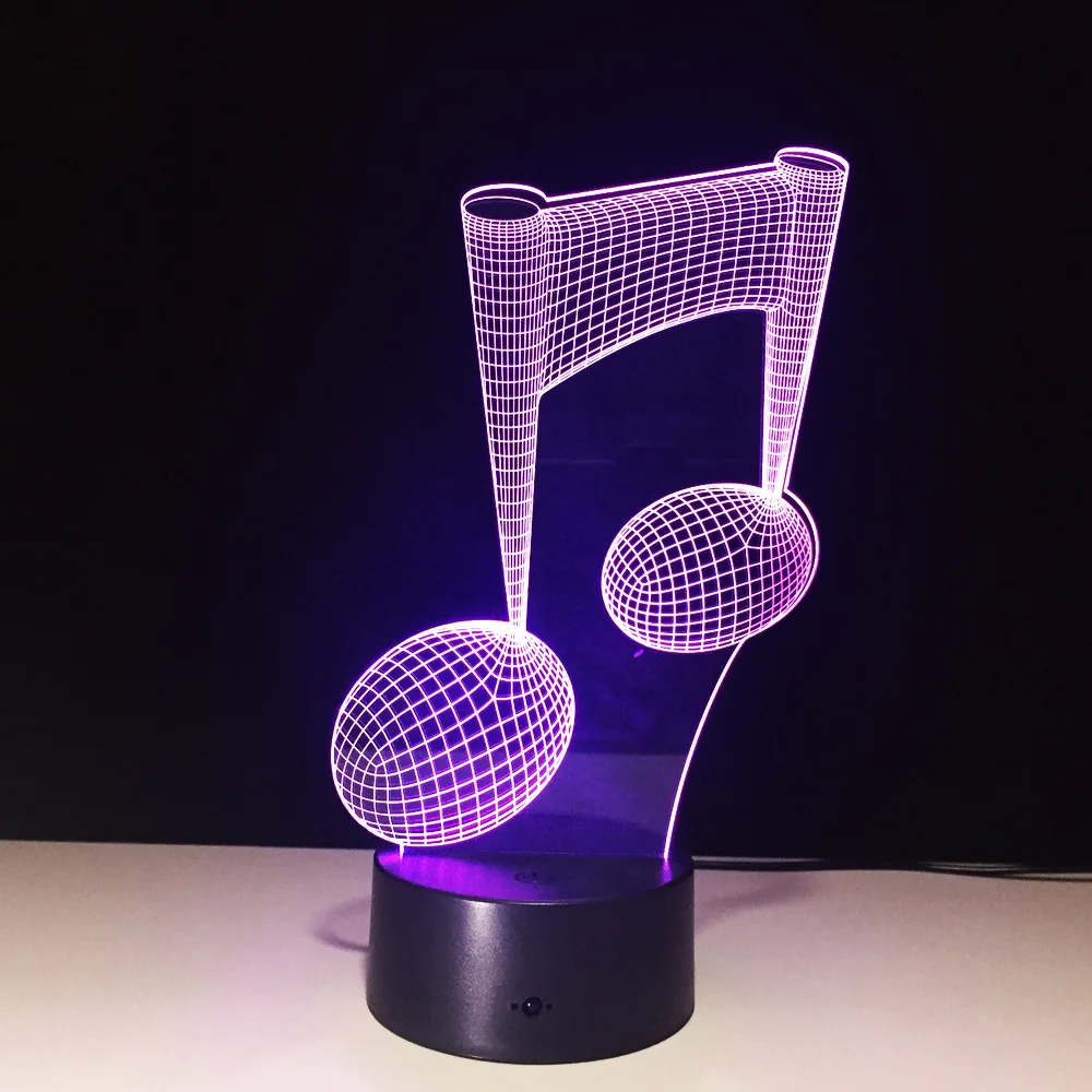 Нотный 3D ночник 3D стерео видения лампа крытый атмосфера лампа USB удаленного сенсорный выключатель 7 цветов изменить Спальня свет