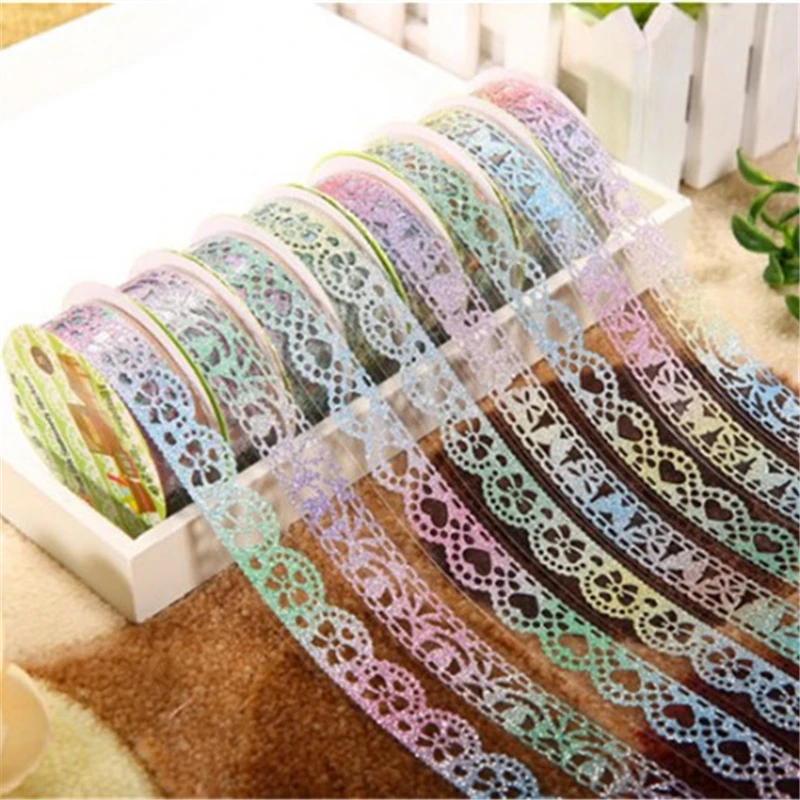 

18mm*1m Multicolor Glittery lace tape Novelty decorative Masking tapes DIY scrapbooking album tools wedding party decoration