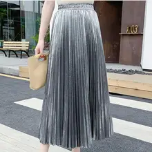 Новая мода Высокая талия женские плиссированные юбки весна лето миди юбки женские s эластичная талия A Line Длинные юбки для женщин Rok