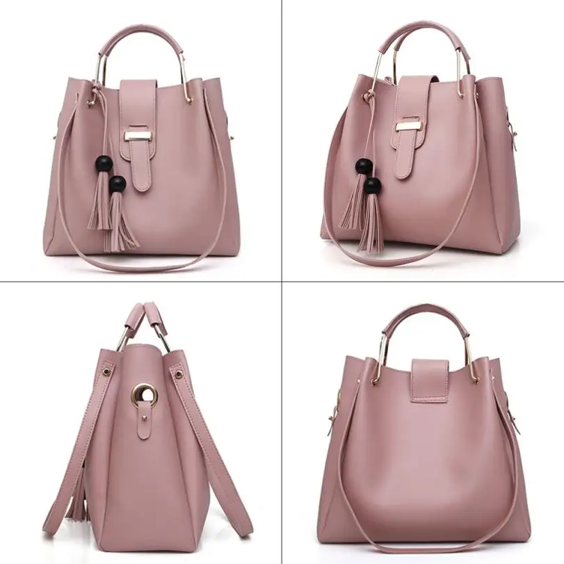 3PCS Women Composite Bag Fashion Leather Tassel Shoulder Bag Crossbody Bag Handbag For Women Girls High Quality Handbags