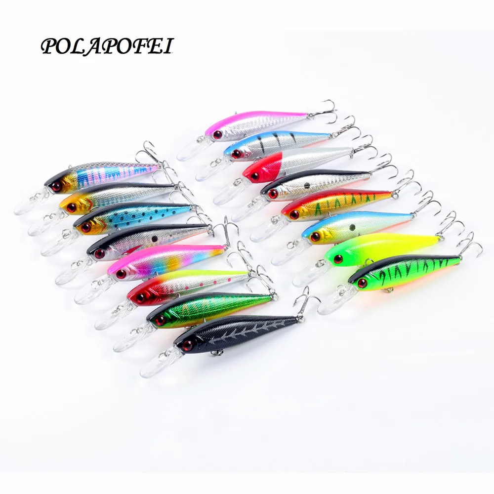 

16pcs minnow fishing lure china peche crankbait wobbler artificial bait pike lure carp fish hook kosadaka jerkbait yo zuri B