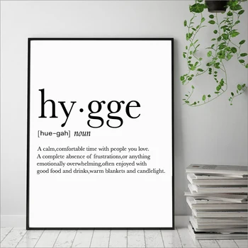 

Abstract Minimalist Black White Hygge Definition Quotes Art Posters Bar Salon Restaurant Canvas Print Painting Wall Picture