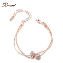 Ramad Brand Round Cubic Zirconia Rose Gold Color Two Beads Bracelet Jewelry Austrian Crystal Top Quality Bracelet