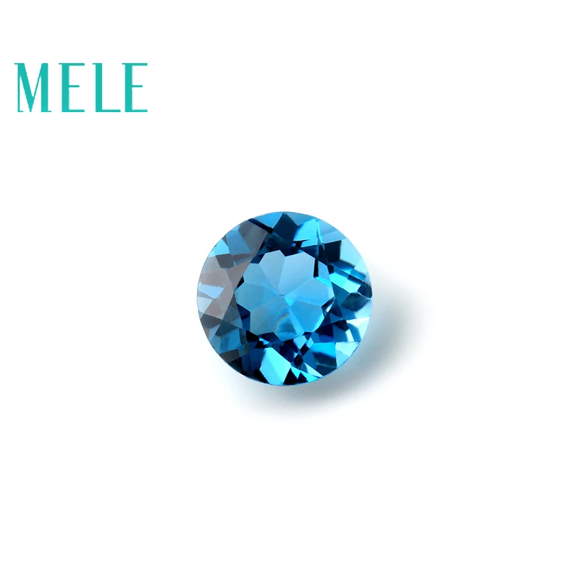 MELE Natural Blue topaz for jewelry making,Bright 6mm round cut loose gemstone,Jewelry with stone