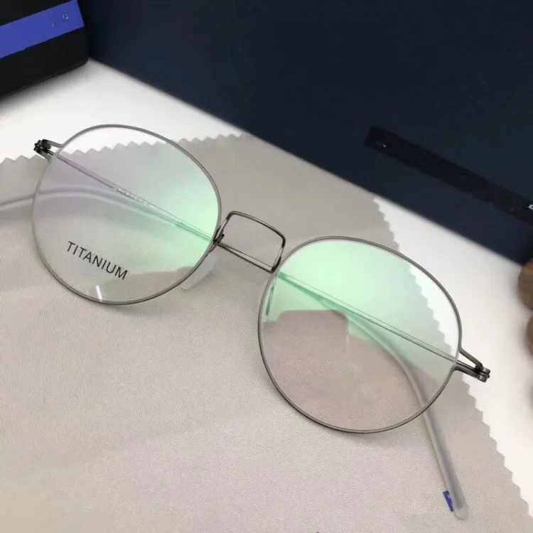 Ретро Круглые титановые оправы мужские Безвинтовые очки для близорукости оптические очки по назначению женские Oculos De Grau