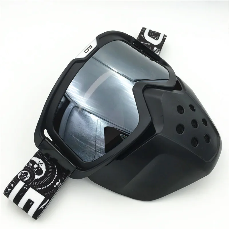 Ski Motorcycle Mask Half Goggles Helmets Open Face Detachable Goggle