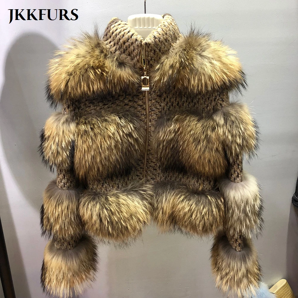 New Women S Real Raccoon Fur Coat Winter Fashion Thick Warm Fur Jacket Genuine Natural Fur High