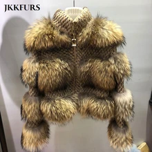 New Women's Real Raccoon Fur Coat Winter Fashion Thick Warm Fur Jacket Genuine Natural Fur High Quality S7458 New Women's Real Raccoon Fur Coat Winter Fashion Thick Warm Fur Jacket Genuine Natural Fur High Quality S7458