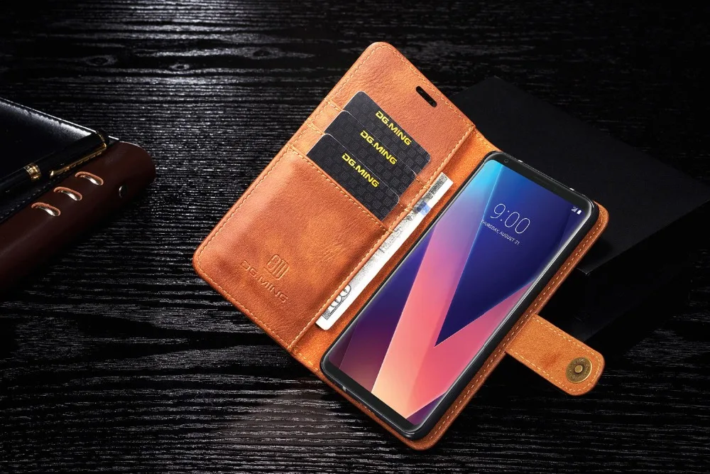 Для LG G6 G7 ThinQ V20 V30 кожаный чехол-бумажник со съемным магнитным отделением для карт