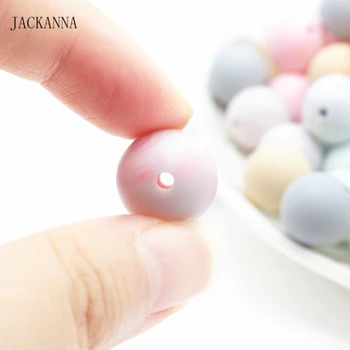 

200PCS 15MM Silicone Beads DIY Round Baby Teether Teething Pendant Necklace Accessories Pacifier Clips Chew Beads BPA FREE