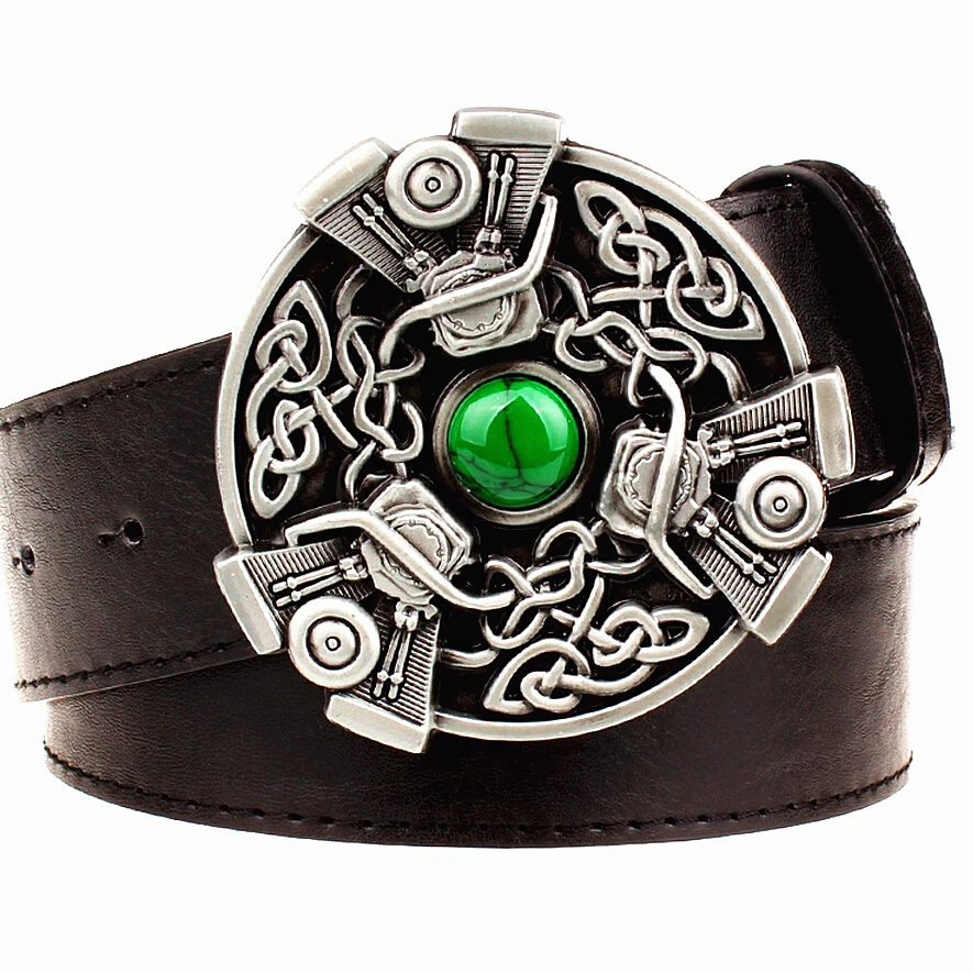 

Retro women leather belt metal buckle carve Celtic knot pattern weave belts trend punk rock strap decoration belt gift for women