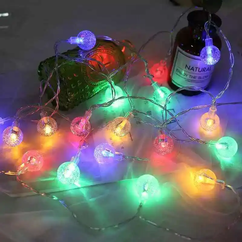 20/30 LED Fair Light Crystal Globe Battery Operated Led String Lights Home Festival Party Lawn Xmas Tree Garland on Batteries