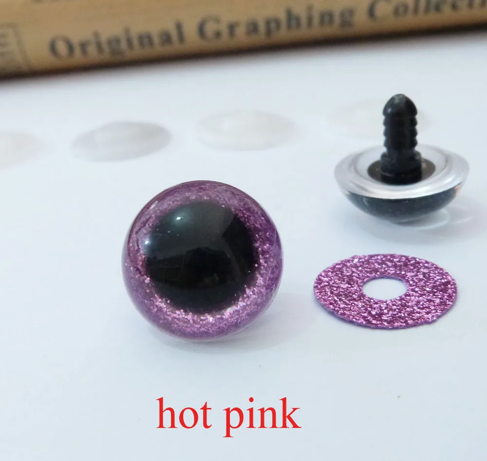 13 мм-28 мм Прозрачная Круглая Форма блестящая игрушка защитные глаза и блестящая ткань и жесткая Шайба-цвет и размер option-20pcs - Цвет: hot pink