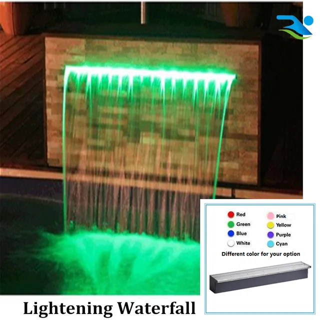 600mm Lenght 150mm Long Lip Swimming Pool Waterfall With Led Remote 600mm Lenght 150mm Long Lip Swimming Pool Waterfall With Led Remote Light Fashion Waterblade