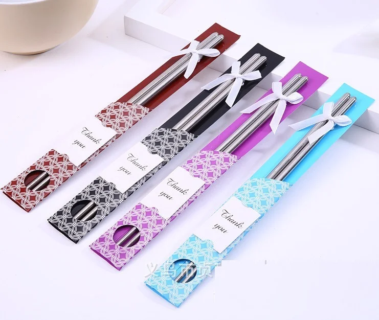 

200pairs free shipping stainless steel chopsticks 4 colors customized wedding favors and gifts party kitchen supplies wen5847