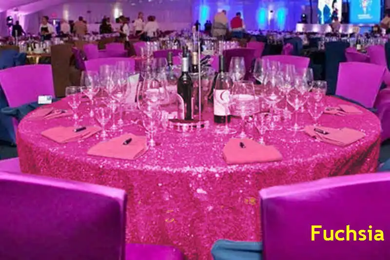 

B·Y 50inch-125cm Round Sequin Tablecloth Fuchsia Sequin Table Cover for Christmas Party Wedding decor-9525