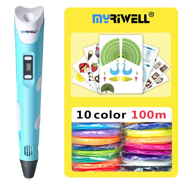 Special Price myriwell 3d pens + 10 * 10m ABS Filament,3 d pen 3d model,Creative 3d printing pen,Best Gift for Kids DIY creative,pen-3d pen