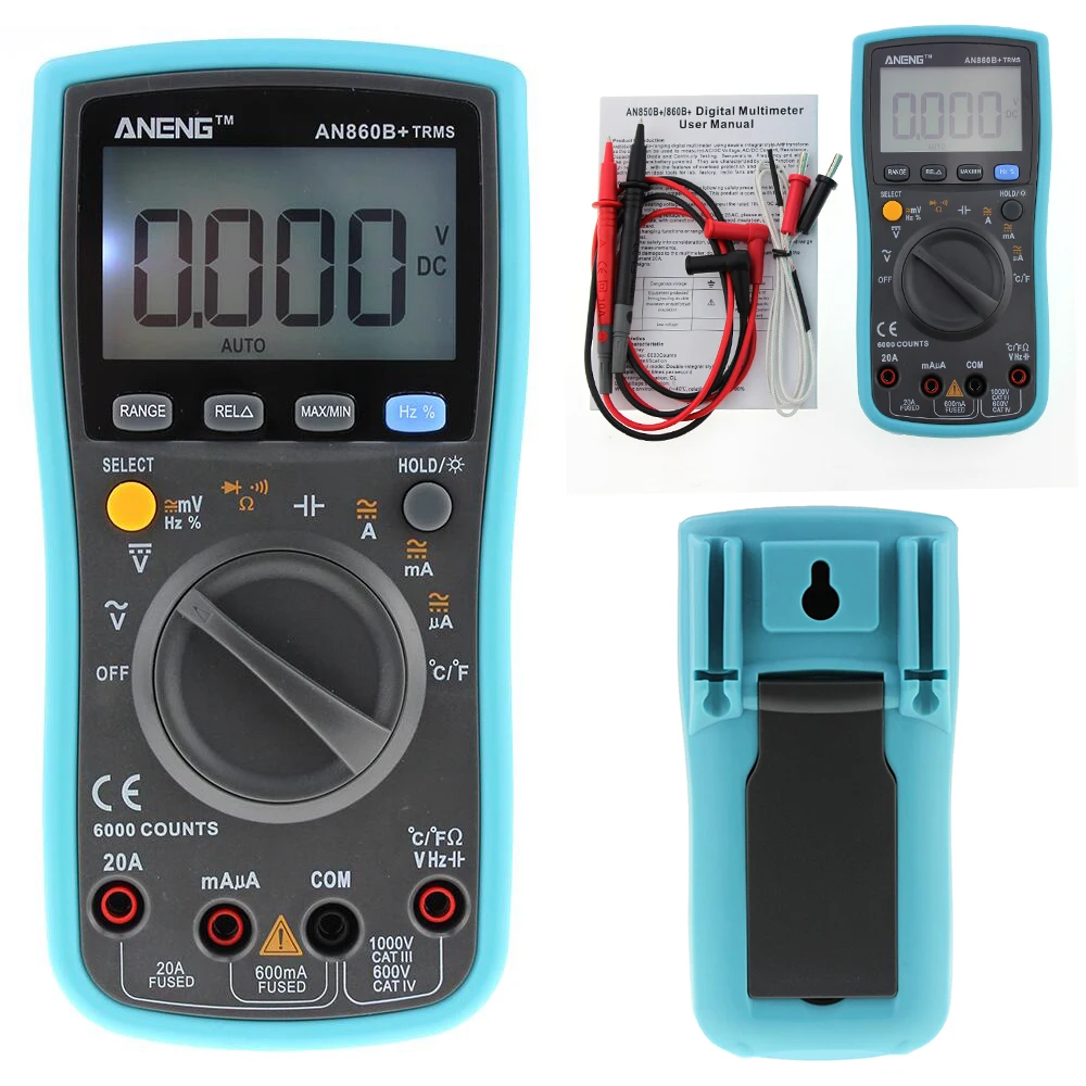 

ANENG 6000 counts LCD Digital Multimeter DMM with Detector DC AC Voltage Current Meter Resistance Diode Capaticance Tester
