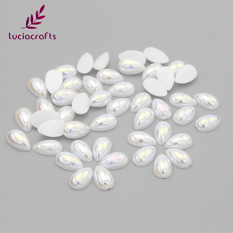 Lucia Craft 6*10 мм ABS имитация жемчуга в форме капли, бусины в форме плоских с оборота жемчужин, скрапбук, аксессуары для рукоделия, 50 шт./лот, F0410