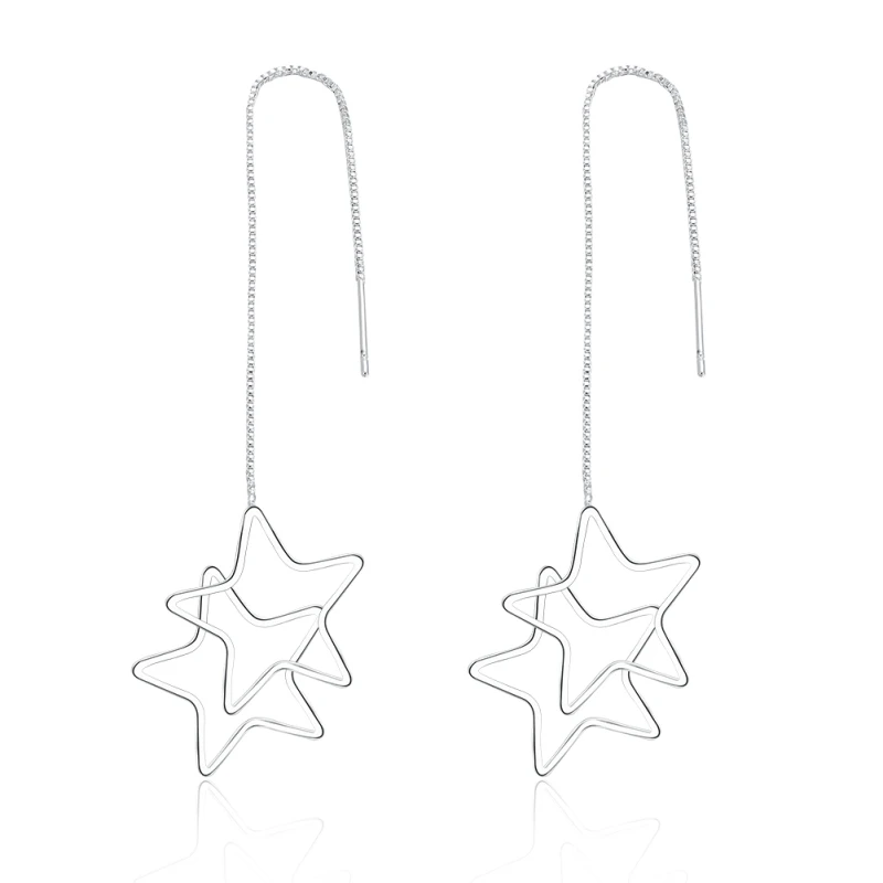 

Garilina Exquisite fashion silver earrings Creative double star earrings for women E2203