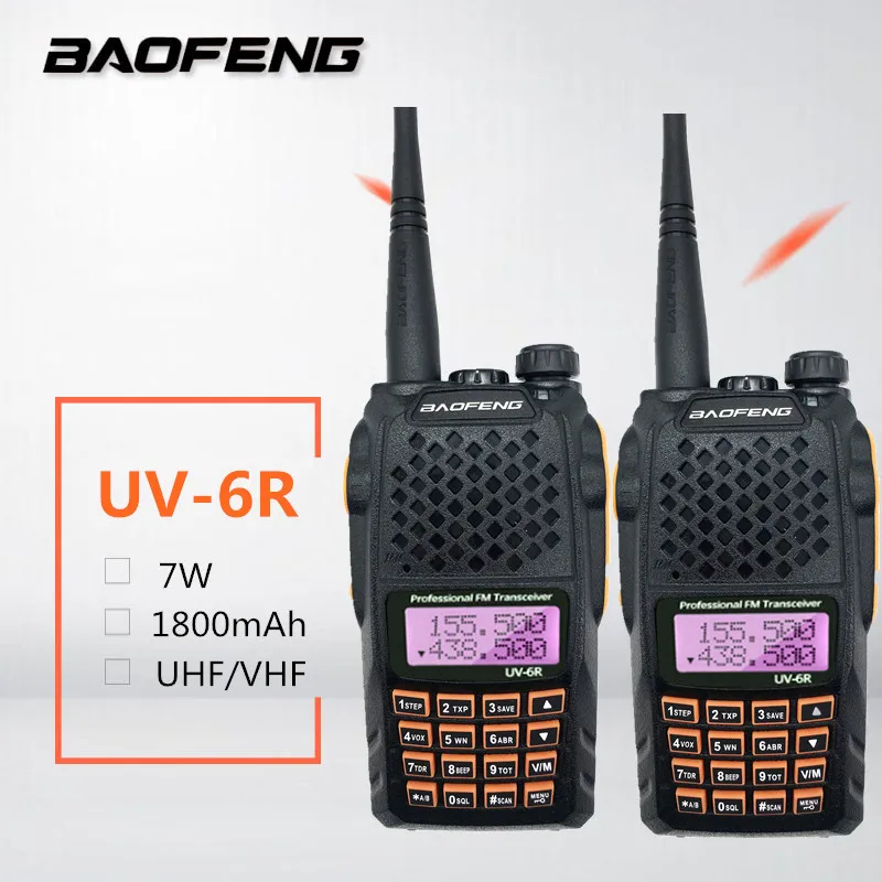 

2PC Baofeng UV-6R Walkie Talkie 7W High Power Two Way Radio UHF VHF Dual Band Ham cb Radio Station UV6R Mobile Transceiver Radio
