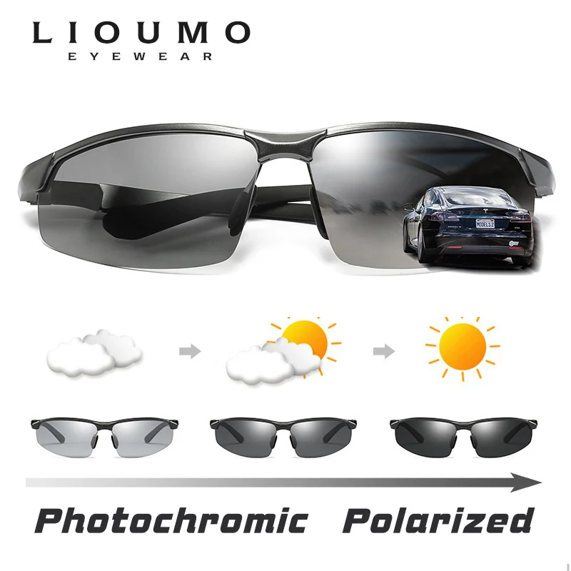LIOUMO, солнцезащитные очки, мужские, поляризационные, фотохромные, спортивные, с логотипом, женские, солнцезащитные очки, день, ночное видение, для вождения, lunette de soleil homme