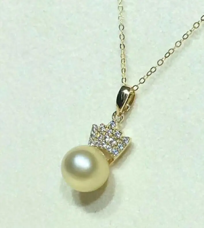 

Wholesale price ^^^New 6-7mm Natural SouthSea gold pearl Pendants o chain