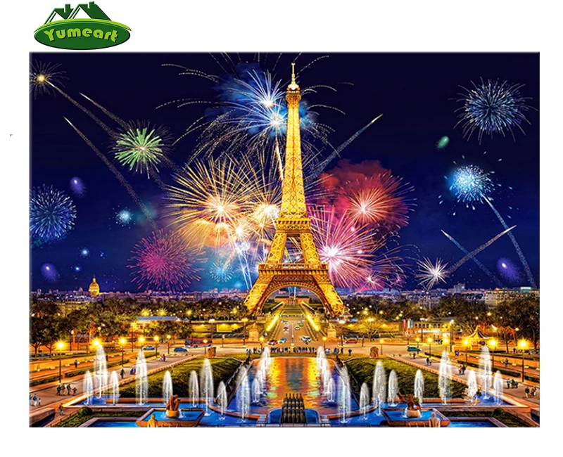 5D Diy Diamond Painting Cross Stitch Night Eiffel Scenic Tower Mosaic Kits Home Decor Full Embroidery Creative Crafts | Дом и сад