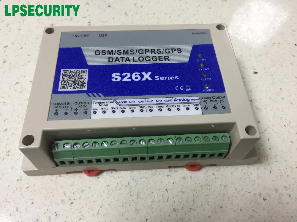 GSM GPRS удаленный беспроводной 4 аналоговых входа регистратор данных S262 статус мониторинга включает температурный режим, поток, состояние питания, PH