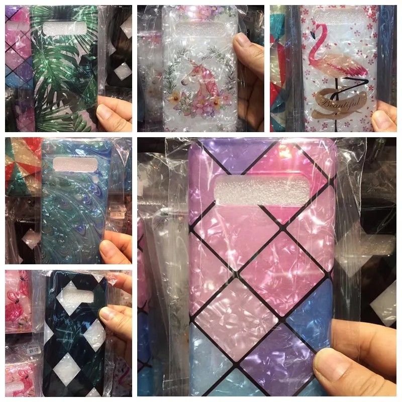 

Cute Soft TPU Case For Samsung Galaxy S10 S10E S10 Plus Conch Shell Geometric Tropical Leaf Painting Cover For Samsung S10 Lite