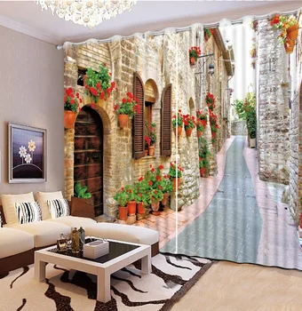 

3D Photo Portrait Printing Blackout Curtains For Living room Bedding room Hotel Drapes Cortinas European Alley