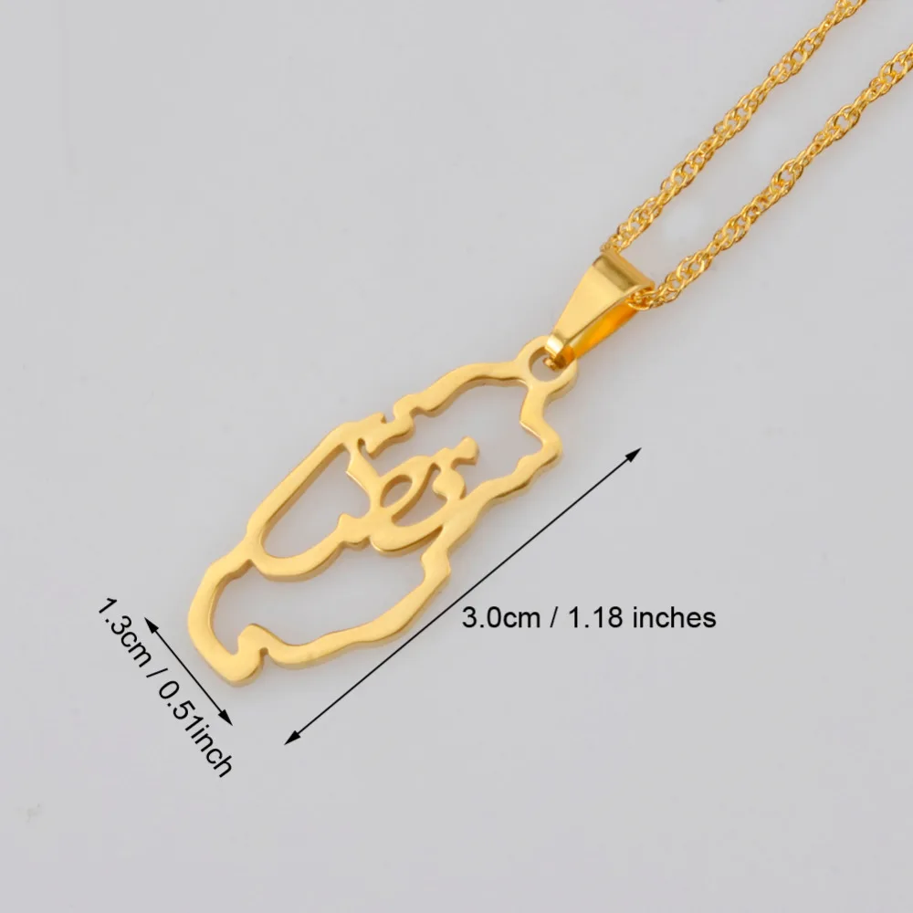 Gold Color Map of Qatar Country Pendant Thin Chain for Women Girls The Qatar National Day Jewelry Gifts#J0680