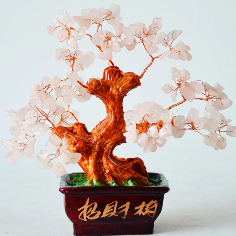 Wealth Lucky Money Tree Feng Shui Crystal Plastic Red Home Decor 