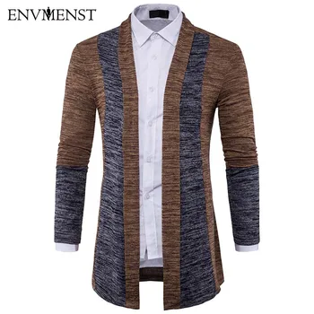 

Envmenst 2017 New Arrival Spring Autumn Men Sweaters Cardigan High Quality Fight Color Leisure Knitting Cotton Sweater