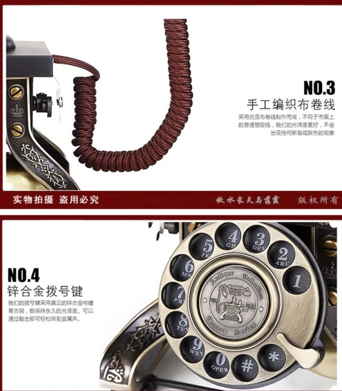 Классический 1892 модный Античный Телефон качество Винтажный вращающийся диск телефон