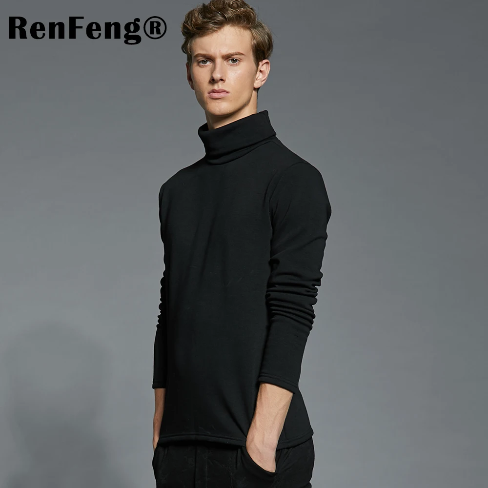 Men Retro Slim Fit Undershirts Pullover Jumper Turtleneck Underwear Casual Warm high-elastic Velvet Thermal Homme men's Shirt (1)