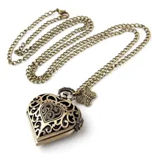 Серебряные винтажные кварцевые карманные часы в форме сердца ожерелье кулон мужские женские