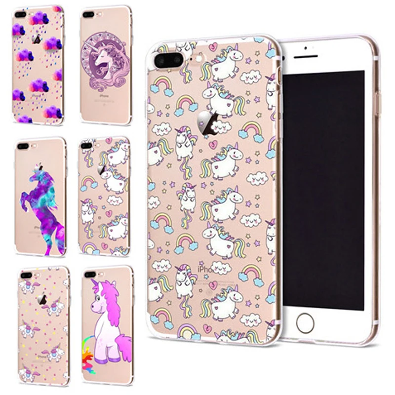 Чехол для Apple iPhone 6 6S 7 Plus X 10 милый Единорог Мягкий TPU чехол Оригинальный 8 B319 |
