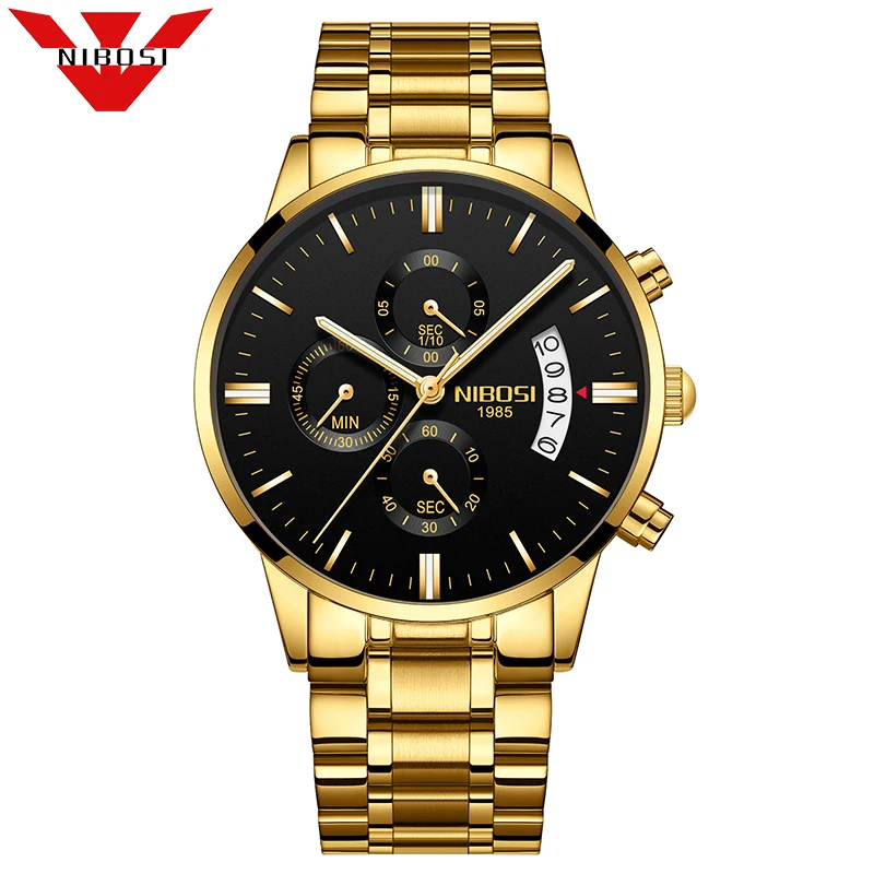 Luxury Brand NIBOSI Men Sport Watch Waterproof Casual Watch Quartz Military Leather Steel Men's Wristwatches Relogio Masculino