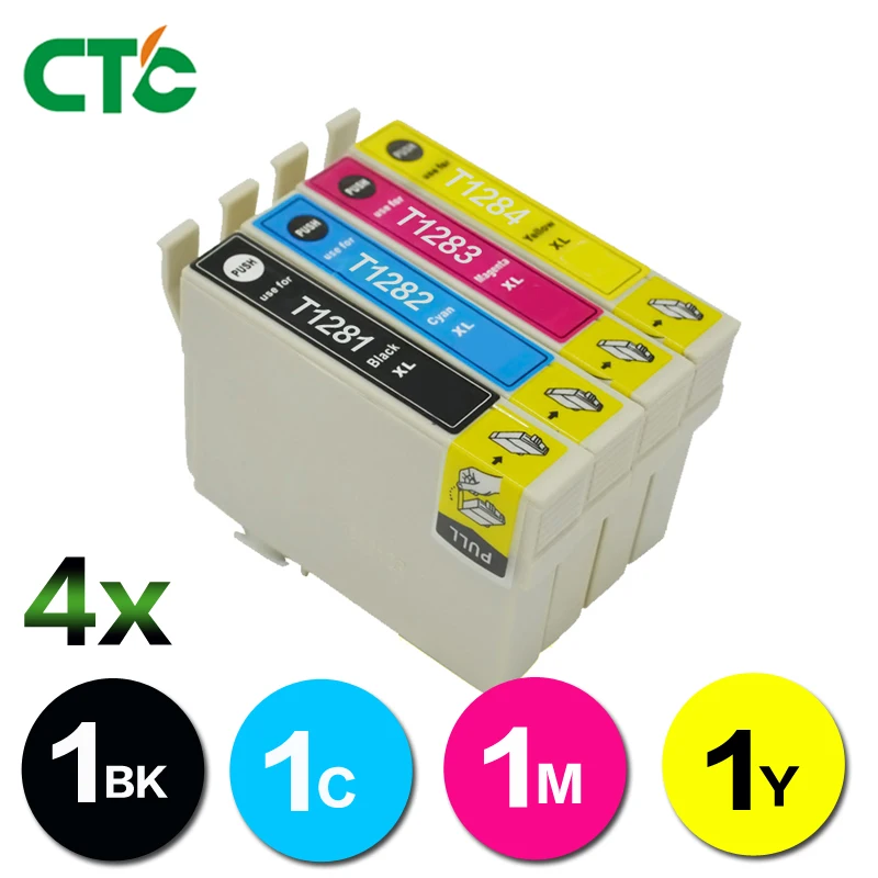 

4pcs Compatible Ink cartridges T1281 for Epson stylus S22 SX130 SX125 SX235W SX435W SX425W BX305F BX305FW Printer with chip