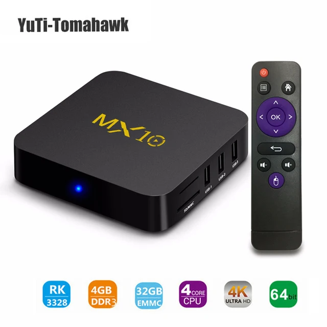 Best Price TV BOX,MX10 Android 8.1 MiNi PC, DDR3 4GB 32GB Support 2.4G Wifi Connected 64bit Quad-Core 3D 4K HDR Video Playing TV box