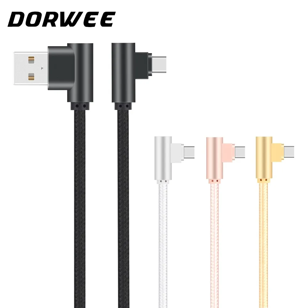 

DORWEE USB Type C 90 Degree Fast Data Sync Charging Cable L Type Charger mobile phone cable For Samsung S8 S9 Note 8 Xiaomi