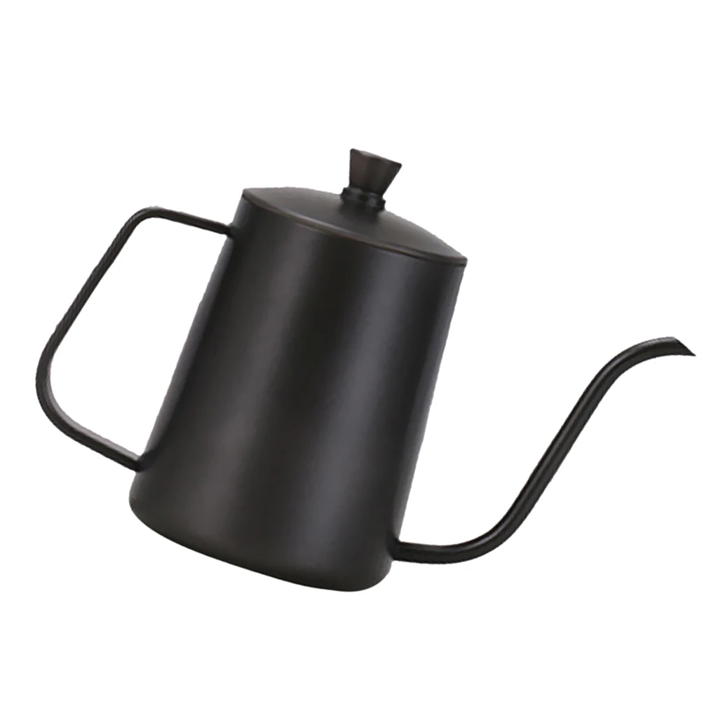 Coffee Stainless Steel Moka Kettle Coffee Kettle Drip Tea Pot Teaware 600ml BLK Retro Kitchen Cafe Teapots
