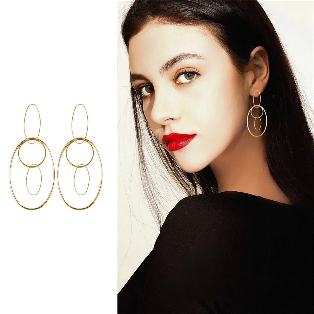 

Europe and America Exquisite and Simple Personality Circle Style Stud Earrings