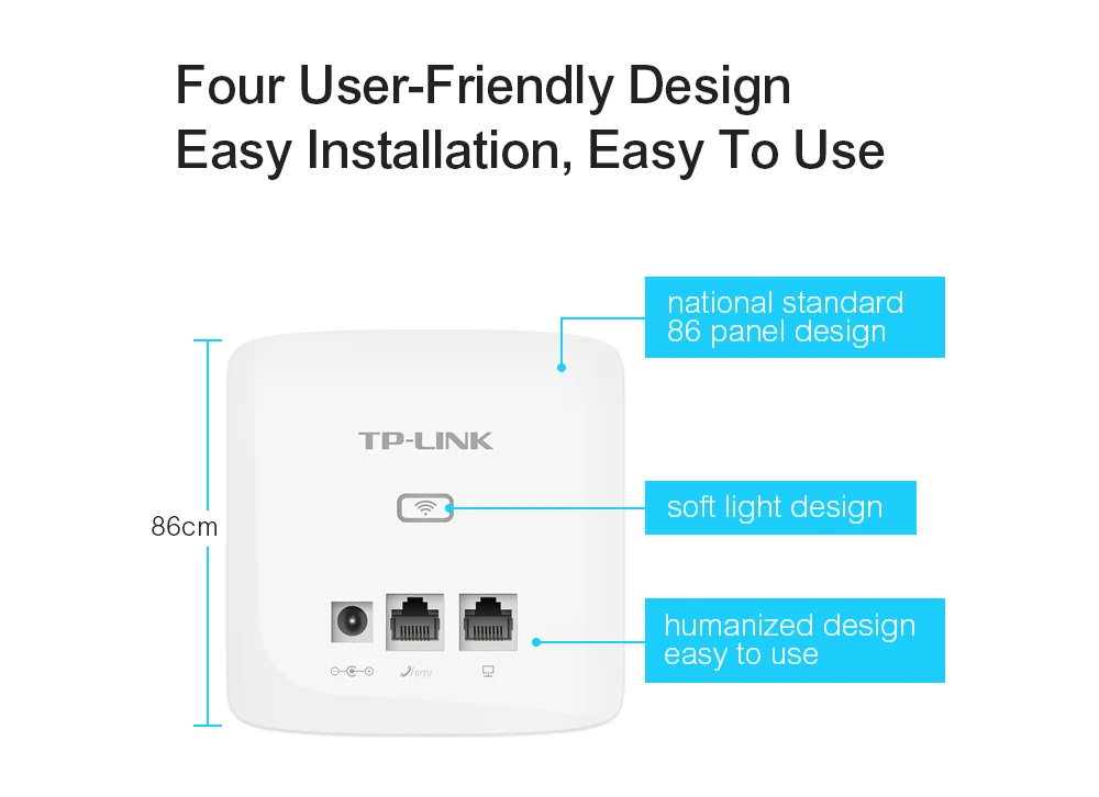 TP-Link 300MBbps Крытый настенный встроенный беспроводной Wi-Fi роутер повторитель TL-AP300I-DC AP беспроводная точка доступа 9VDC/0.6A DC мощность