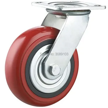 

4 pcs PVC /PU 6 inch red Double Ball Bearing Korean Type Wheel Cart Industrail Heavy Duty Swivel Plastic Caster
