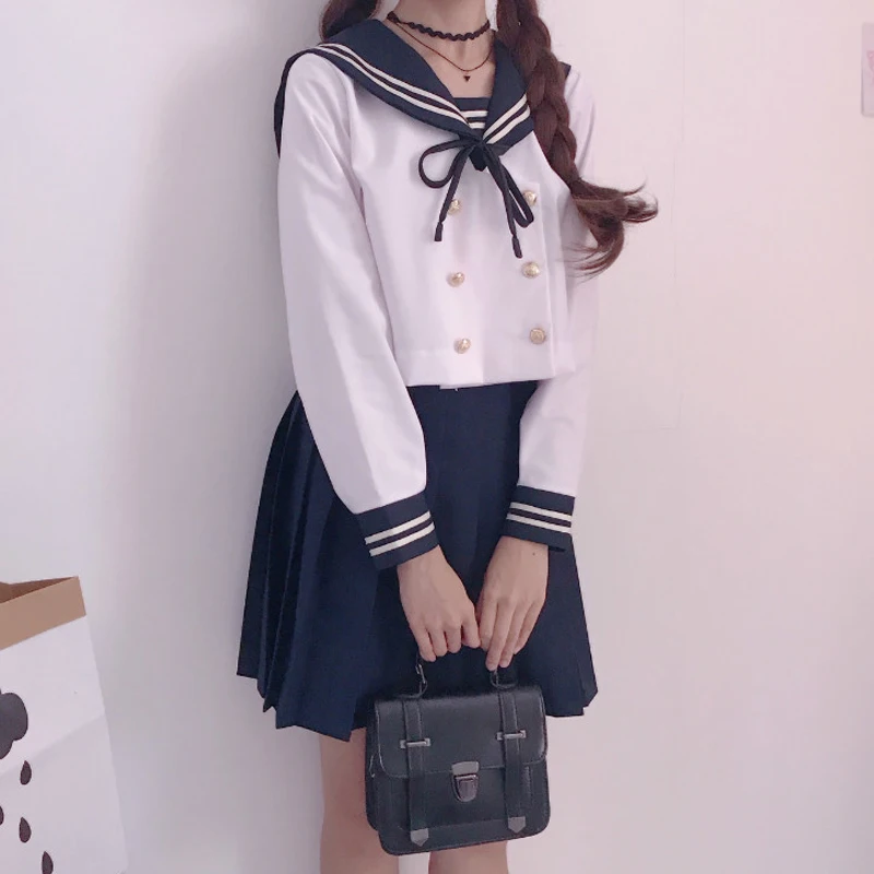 Chorus Performance School Uniform Dress Long Sleeve Shirt Pleated Skirt Sailor Suits Winter Japan School Girl Seifuku Uniforms