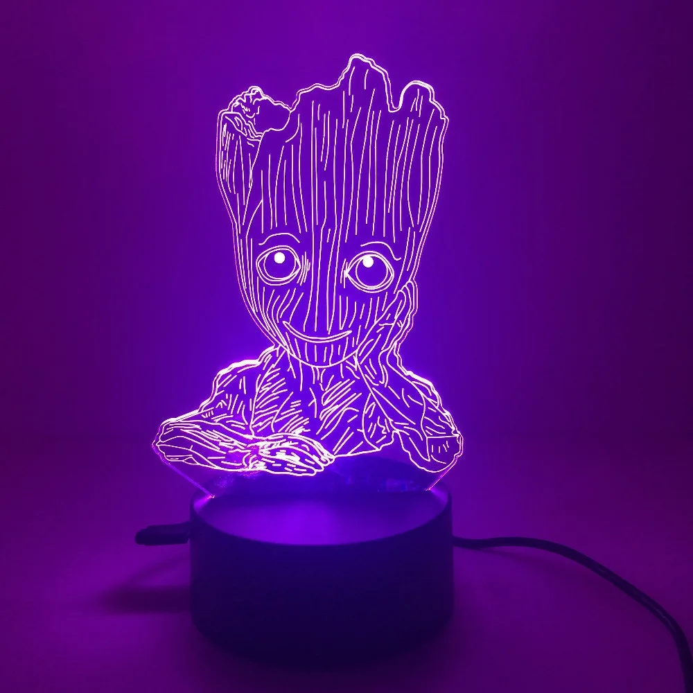 Groot светодиодный 3d-ночник креативная электрическая Иллюзия 3d декор для спальни 7 цветов меняющая Настольная лампа с сенсорным управлением атмосферная - Испускаемый цвет: A