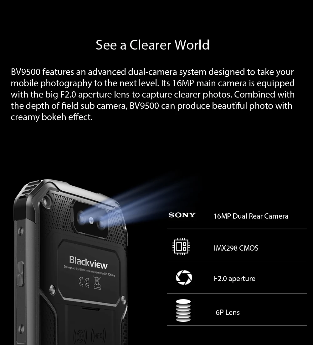 Blackview BV9500 водонепроницаемый противоударный с IP68 смартфон 4G 10000 мАч Android 8,1 4G B + 6 4G B Octa Core 5,7 "13.0mp мобильного телефона