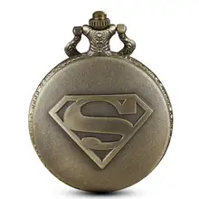 S Супермен цепочки для карманных часов супер герой кварцевые карманные часы в стиле «стимпанк» Ожерелье Подвеска для мужчин Подарки для папы reloj de bolsillo